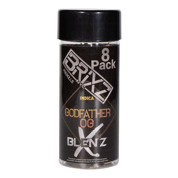 BRIXZ NYC X BLENDZ PRE-ROLLS 8CT JAR BOX OF 8 - GODFATHER OG INDICA