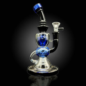 ALPHA GLASS BEAKER 8'' ALPHA SHOWER HEAD BALL KLEIN RECYCLER WATER PIPE - BLUE