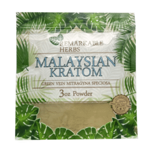 REMARKABLE HERBS KRATOM POWDER 3OZ - MALAYSIAN GREEN VEIN