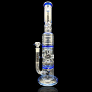 ALPHA GLASS BEAKER 20'' ALPHA HONEY COMB W RINGS BEAKER WATER PIPE - BLUE