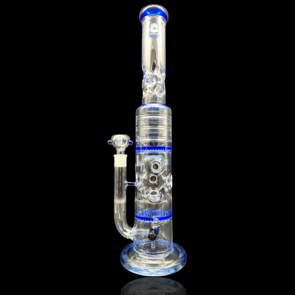ALPHA GLASS BEAKER 20'' ALPHA HONEY COMB W RINGS BEAKER WATER PIPE - BLUE