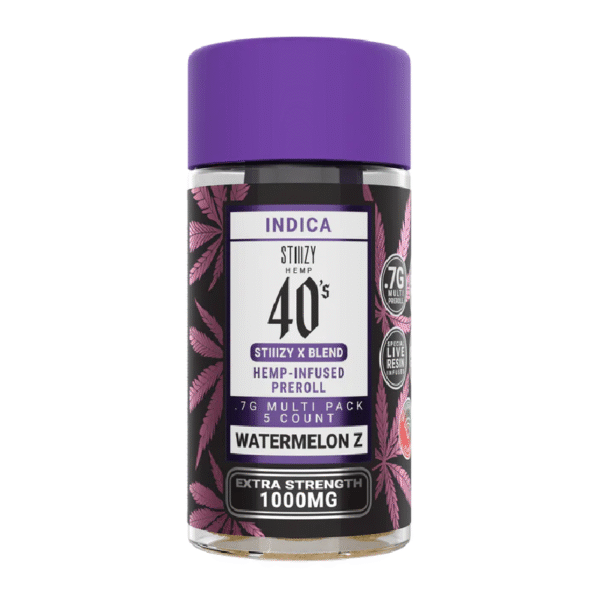 STIIIZY HEMP 40’S PRE ROLLS JAR BOX OF 10 - WATERMELON Z INDICA