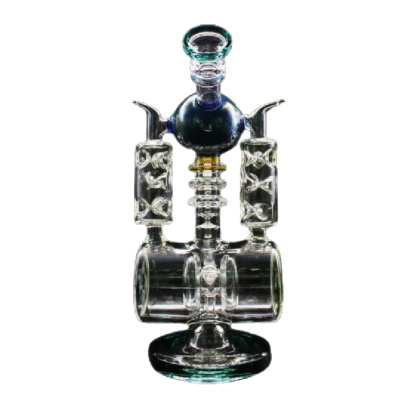 ALPHA GLASS BEAKER 12'' ALPHA ALIEN EGG W/ MEGA RECYCLER RIG WATER PIPE - PERSIAN GREEN