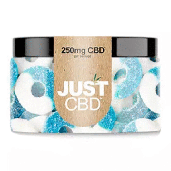 JUST CBD GUMMIES 250MG - BLUE RASPBERRY RINGS