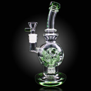 ALPHA GLASS BEAKER 8'' ALPHA BALL EGG KLEIN RECYCLER WATER PIPE - GREEN