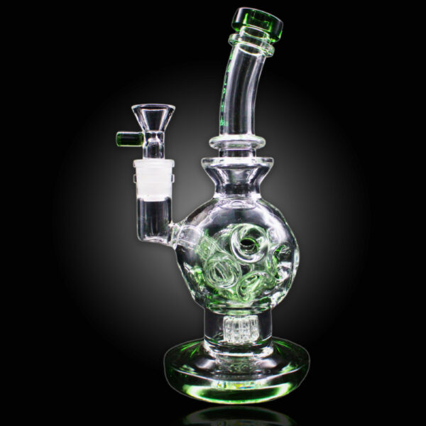 ALPHA GLASS BEAKER 8'' ALPHA BALL EGG KLEIN RECYCLER WATER PIPE - GREEN