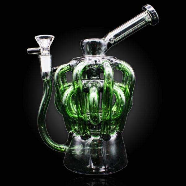 ALPHA GLASS BEAKER 9'' ALPHA BALLO SPHERE RECYCLER WATER PIPE - CLEAR BLACK