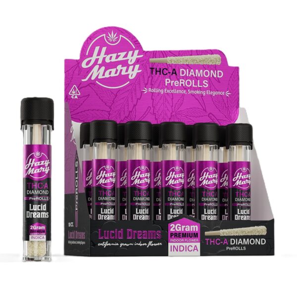 HAZY MARY THCA DIAMOND 2GM PRE-ROLLS BOX OF 10 - LUCID DREAMS INDICA
