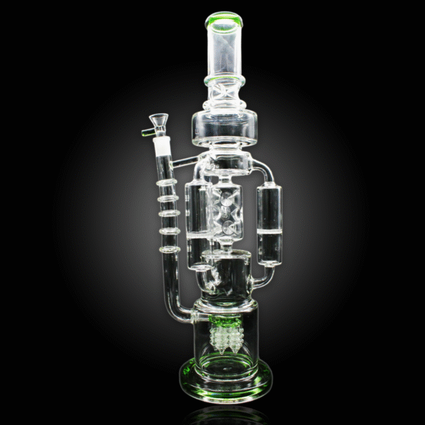 ALPHA GLASS BEAKER 20'' ALPHA TRIPLE HONEY COMB ARM DRILL PERC WATER PIPE - GREEN