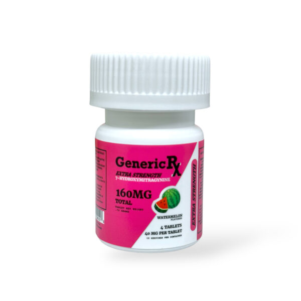 GENERIC RX 7-HYDROXYMITRAGYNINE KRATOM TABLET EXTRA STRENGTH - 40MG 4CT BOTTLE WATERMELON