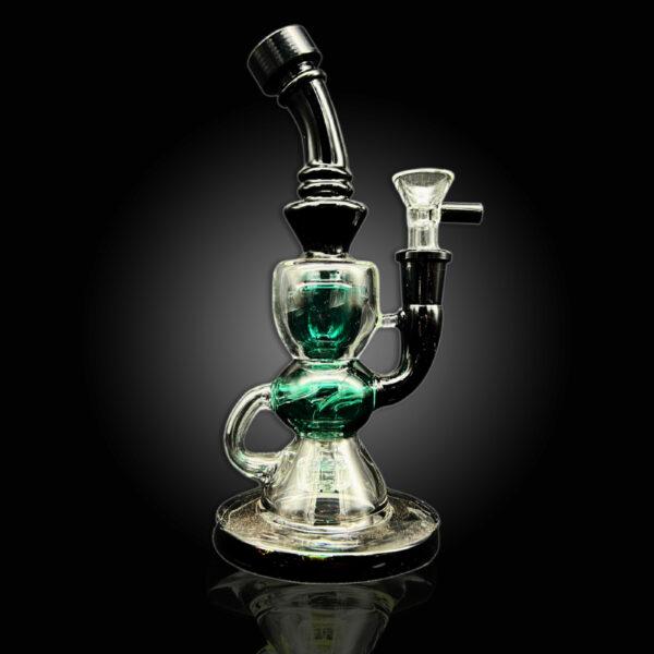 ALPHA GLASS BEAKER 8'' ALPHA SHOWER HEAD BALL KLEIN RECYCLER WATER PIPE - PARROT GREEN