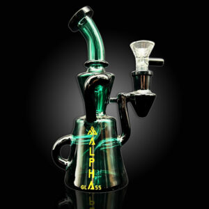 ALPHA GLASS BEAKER 7'' ALPHA SHOWER HEAD DUO RECYCLER WATER PIPE - PARROT GREEN