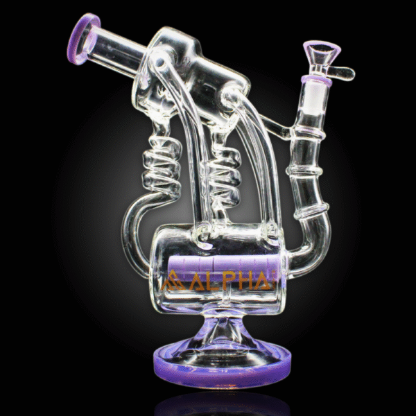 ALPHA GLASS BEAKER 10'' ALPHA ECOSCOPE PERC WATER PIPE - LIME PURPLE