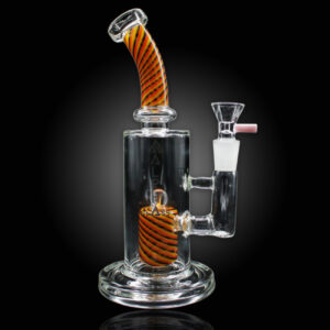ALPHA GLASS BEAKER 9'' ALPHA SHOWERHEAD SPIRAL WATER PIPE - YELLOW BLACK