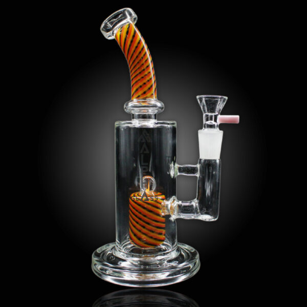 ALPHA GLASS BEAKER 9'' ALPHA SHOWERHEAD SPIRAL WATER PIPE - YELLOW BLACK