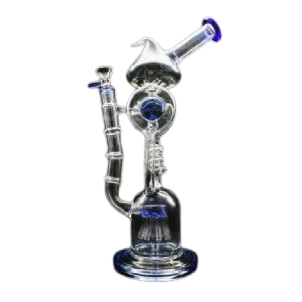 ALPHA GLASS BEAKER 12'' ALPHA 2ARM COIL PERC W/ CYLINDER WATER PIPE - DARK BLUE