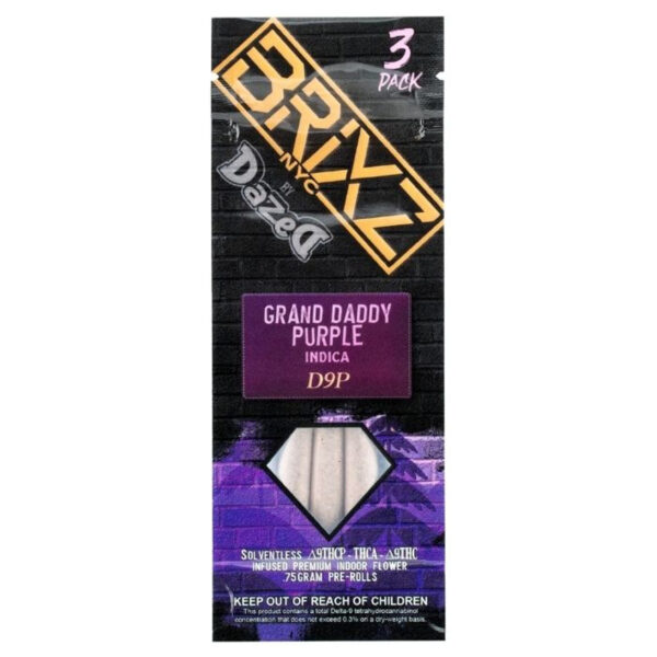BRIXZ NYC X DAZED 3 PACK PRE-ROLL BOX OF 10 - GRAND DADDY PURPLE INDICA