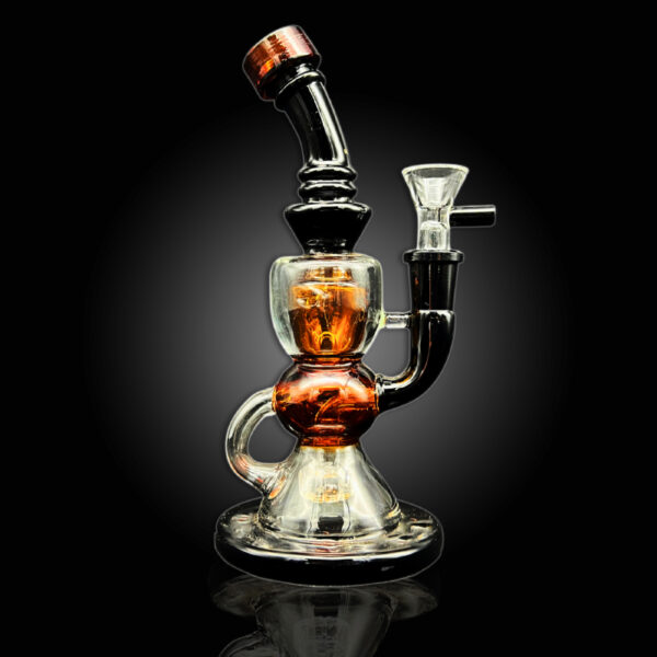 ALPHA GLASS BEAKER 8'' ALPHA SHOWER HEAD BALL KLEIN RECYCLER WATER PIPE - AMBER