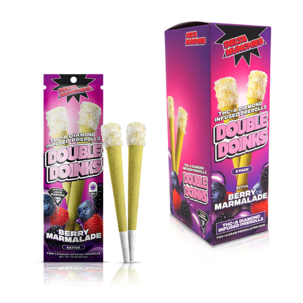 DELTA MUNCHIES DOUBLE DOINKS BOX OF 5 - BERRY MARMALADE SATIVA