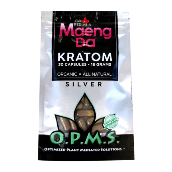 O.P.M.S. SILVER KRATOM CAPSULES 30CT / 18G / 0.63OZ - MAENG DA RED VEIN