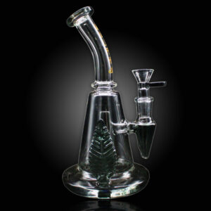 ALPHA GLASS BEAKER 8'' ALPHA PYRAMID CYLINDER W/ LEAF - BLUE