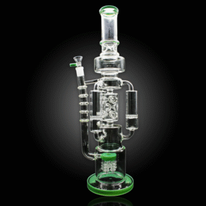 ALPHA GLASS BEAKER 20'' ALPHA TRIPLE HONEY COMB ARM DRILL PERC WATER PIPE - GREEN A