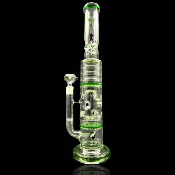 ALPHA GLASS BEAKER 20'' ALPHA HONEY COMB W RINGS BEAKER WATER PIPE - GREEN