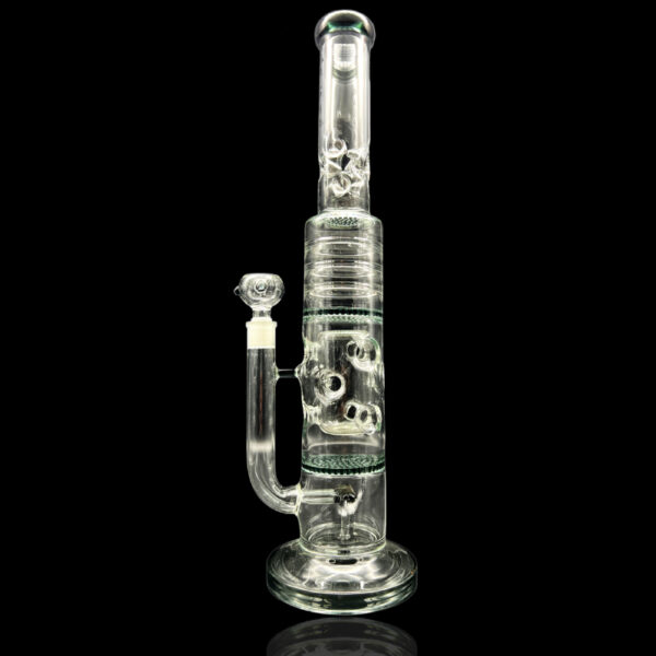 ALPHA GLASS BEAKER 20'' ALPHA HONEY COMB BEAKER WATER PIPE - CLEAR BLACK