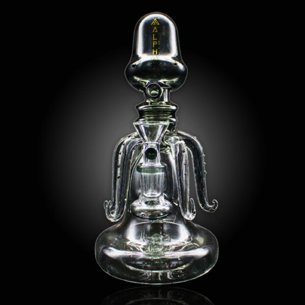 ALPHA GLASS BEAKER 9'' ALPHA SIX LEG OCTOPUS RIG WATER PIPE - CLEAR BLACK