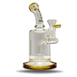 ALPHA GLASS BEAKER 9'' ALPHA RECYCLER W/ BULGE SHOWERHEAD PERC - GOLD