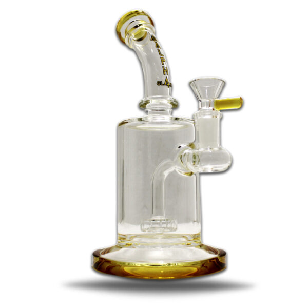 ALPHA GLASS BEAKER 9'' ALPHA RECYCLER W/ BULGE SHOWERHEAD PERC - GOLD