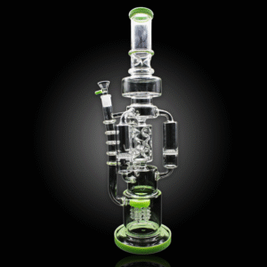 ALPHA GLASS BEAKER 20'' ALPHA TRIPLE HONEY COMB ARM DRILL PERC WATER PIPE - LIME GREEN