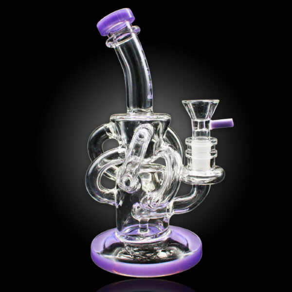 ALPHA GLASS BEAKER 7'' ALPHA SPIRAL DAB RIG WATER PIPE - LIME PURPLE