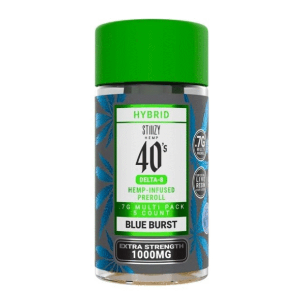 STIIIZY HEMP 40’S PRE ROLLS JAR BOX OF 10 - BLUE BURST HYBRID