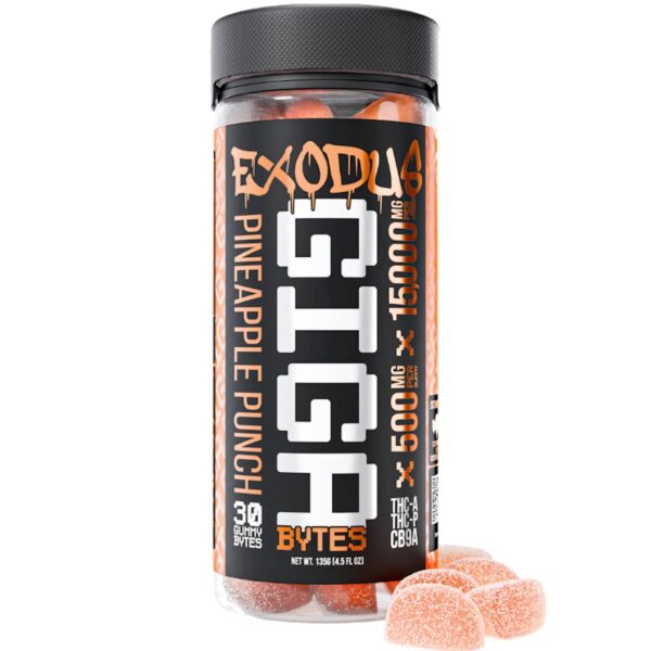 EXODUS GIGA BYTES THC-A THC-P CB9A 15000MG GUMMIES BOX OF 6 - PINEAPPLE PUNCH
