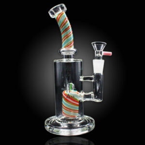 ALPHA GLASS BEAKER 9'' ALPHA SHOWERHEAD SPIRAL WATER PIPE - WHITE BLUE