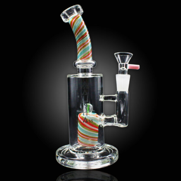 ALPHA GLASS BEAKER 9'' ALPHA SHOWERHEAD SPIRAL WATER PIPE - WHITE BLUE