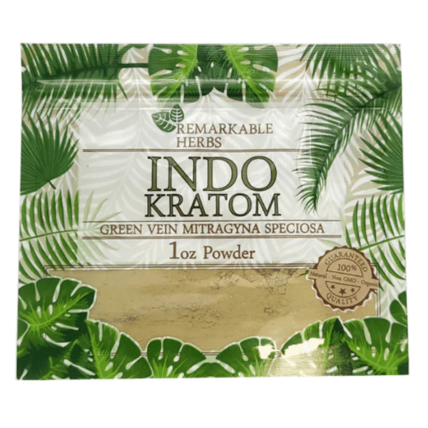 REMARKABLE HERBS KRATOM POWDER 1OZ - INDO GREEN VEIN