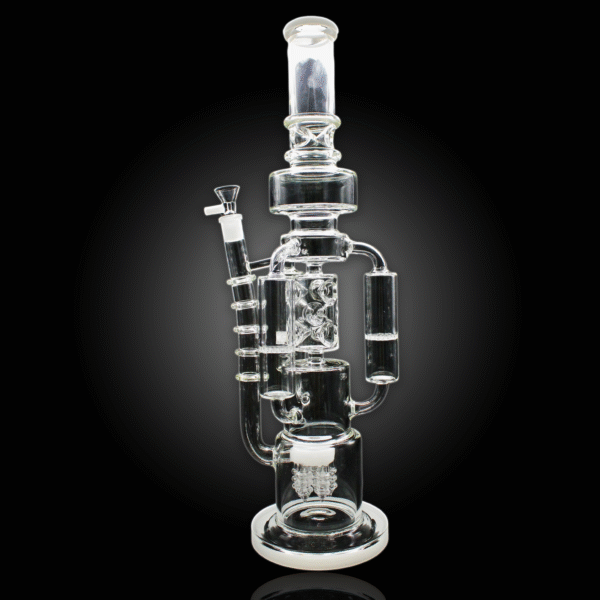 ALPHA GLASS BEAKER 20'' ALPHA TRIPLE HONEY COMB ARM DRILL PERC WATER PIPE - WHITE