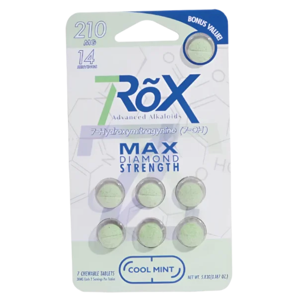 7ROX ADVANCED ALKALOIDS 7-HYDROXYMITRAGYNINE MAX DIAMOND STRENGTH TABLETS BOX OF 10 - 30MG 7CT COOL MINT