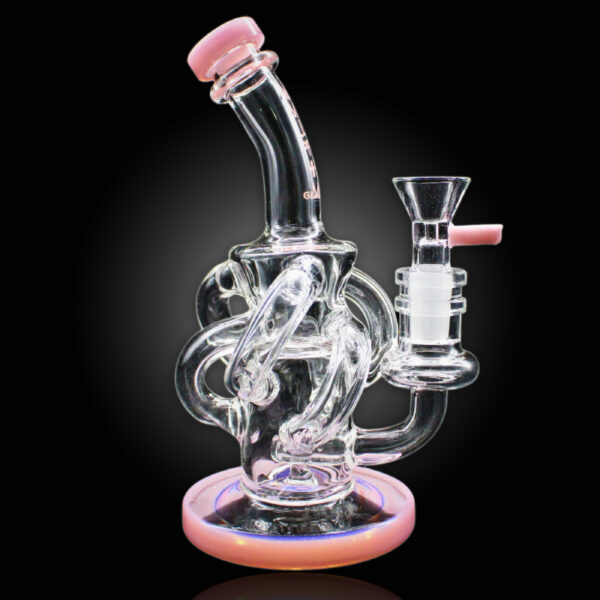ALPHA GLASS BEAKER 7'' ALPHA SPIRAL DAB RIG WATER PIPE - LIME PINK