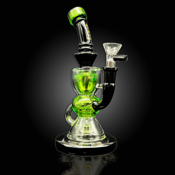 ALPHA GLASS BEAKER 8'' ALPHA SHOWER HEAD BALL KLEIN RECYCLER WATER PIPE - FOREST GREEN
