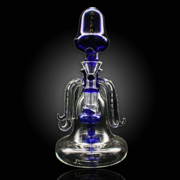 ALPHA GLASS BEAKER 9'' ALPHA SIX LEG OCTOPUS RIG WATER PIPE - BLUE