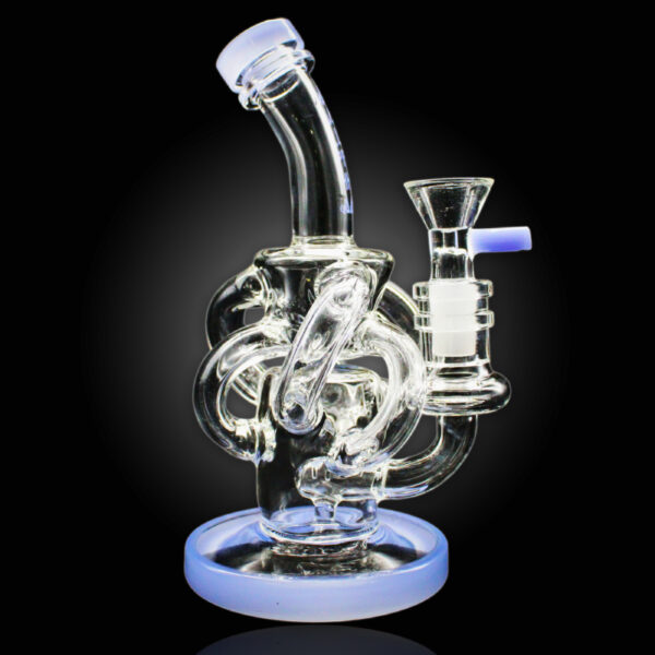 ALPHA GLASS BEAKER 7'' ALPHA SPIRAL DAB RIG WATER PIPE - SLIME BLUE
