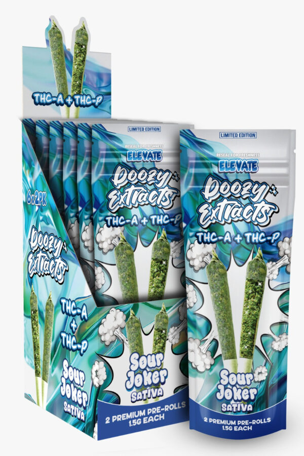DOOZY EXTRACTS 2CT PRE-ROLLS BOX OF 6 - SOUR JOKER SATIVA