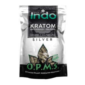 O.P.M.S. SILVER KRATOM CAPSULES 480CT / 288G / 10.16OZ - INDO WHITE VEIN