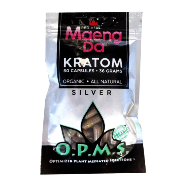 O.P.M.S. SILVER KRATOM CAPSULES 60CT / 36G / 1.27OZ - MAENG DA RED VEIN