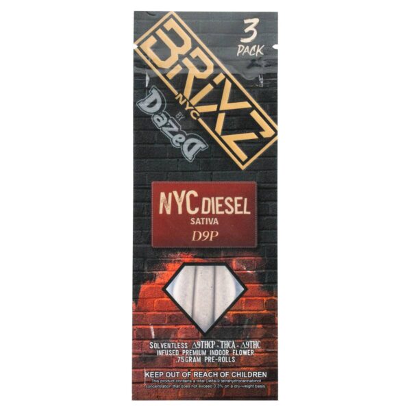 BRIXZ NYC X DAZED 3 PACK PRE-ROLL BOX OF 10 - NYC-DIESEL SATIVA