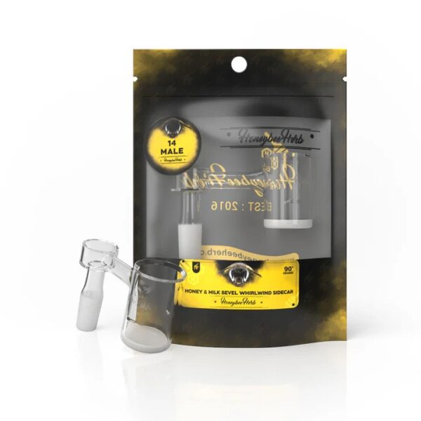 HONEYBEE HERB BLACK LINE QUARTZ BANGER -  HONEY & MILK BEVEL WHIRLWIND SIDECAR QB109-14M