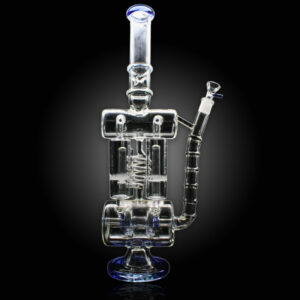ALPHA GLASS BEAKER 20'' ALPHA TWO CYLINDER HONEY COMB RECYCLER WATER PIPE - CLEAR BLACK